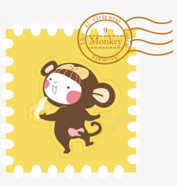 一张邮票一张卡通猴子邮票高清图片