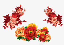 牡丹花海报红花背景装饰效果高清图片