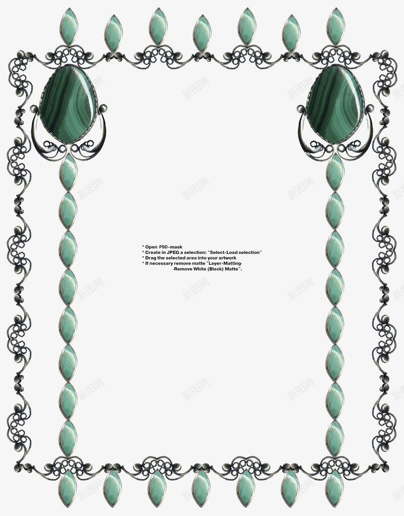 俄罗斯边框png免抠素材_新图网 https://ixintu.com 欧式 绿色 装饰 边框 钻石