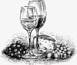 素描葡萄手绘素描酒水矢量图图标高清图片