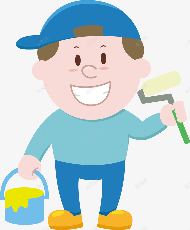 粉刷工人png免抠素材_新图网 https://ixintu.com 刷墙 油漆工 矢量素材 粉刷匠 装修工人