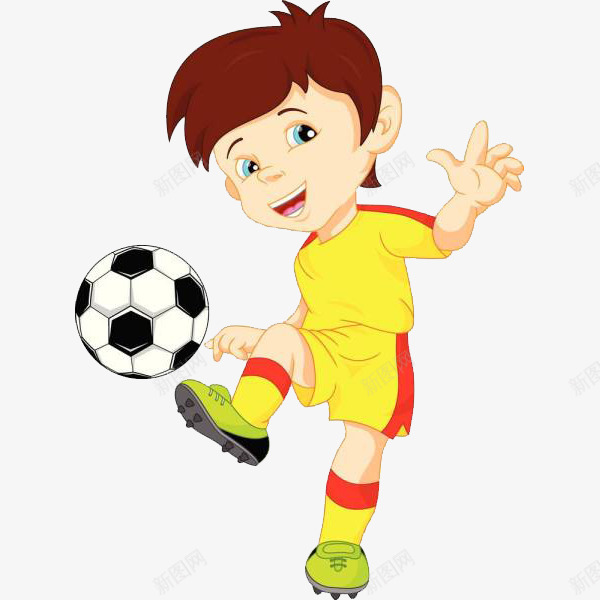 帅气的男孩png免抠素材_新图网 https://ixintu.com 卡通 可爱的 小男孩 少儿足球 手绘 简笔 足球 黄色的