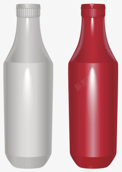 红色塑料瓶子发光发亮的番茄酱包素材