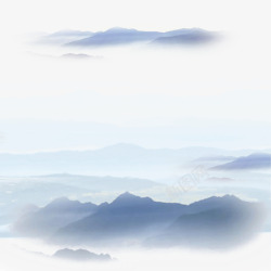 古画山水云雾缭绕的群山峻岭高清图片