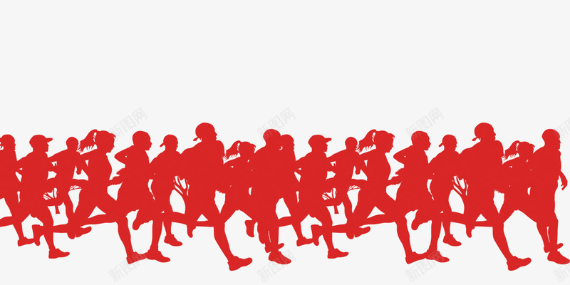 奔跑的人群png免抠素材_新图网 https://ixintu.com 人物 剪影 红色 装饰