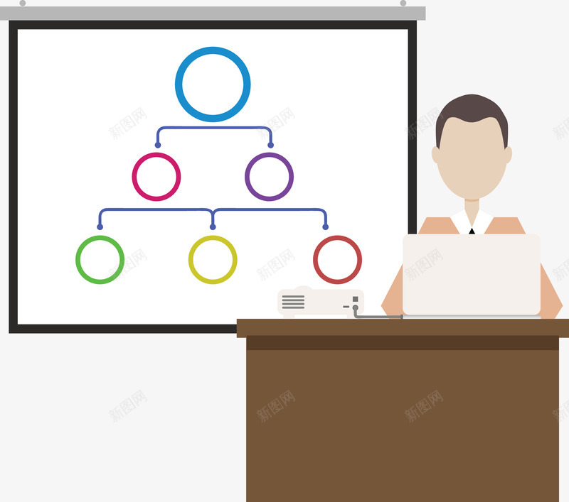 投影仪上的图表矢量图eps免抠素材_新图网 https://ixintu.com 圆形图表 投影仪 电脑文件 男人 立体 颜色 矢量图