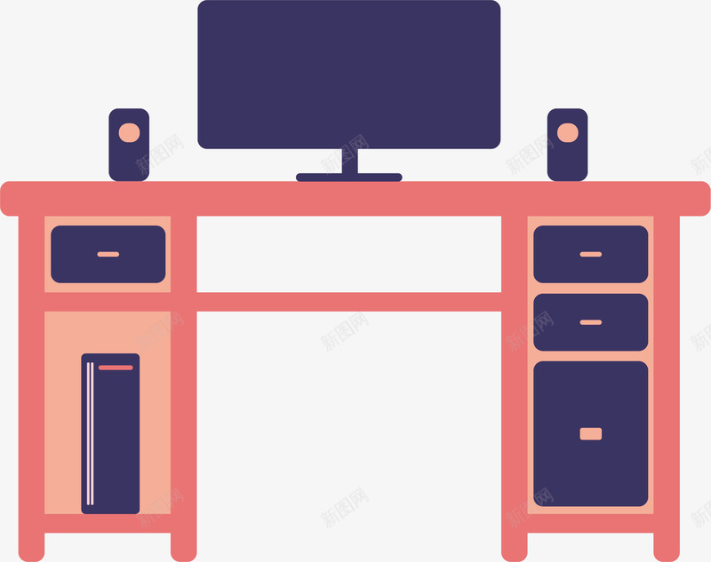 手绘粉色家具电脑桌png免抠素材_新图网 https://ixintu.com 家具 手绘 电脑桌素材 粉色