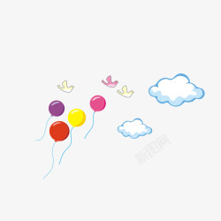 名片设计与飞行气球卡通气球云朵和飞鸽高清图片