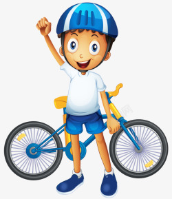山地车安全帽男孩与自行车高清图片