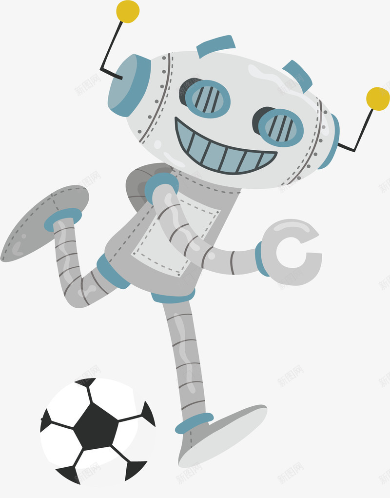会踢足球的机器人png免抠素材_新图网 https://ixintu.com 人工智能 学习力 学习足球 机器人 矢量png 踢足球