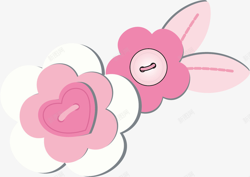 粉色小花装饰品png免抠素材_新图网 https://ixintu.com 创意 可爱 小花 彩色的 手绘的 简单 装饰品
