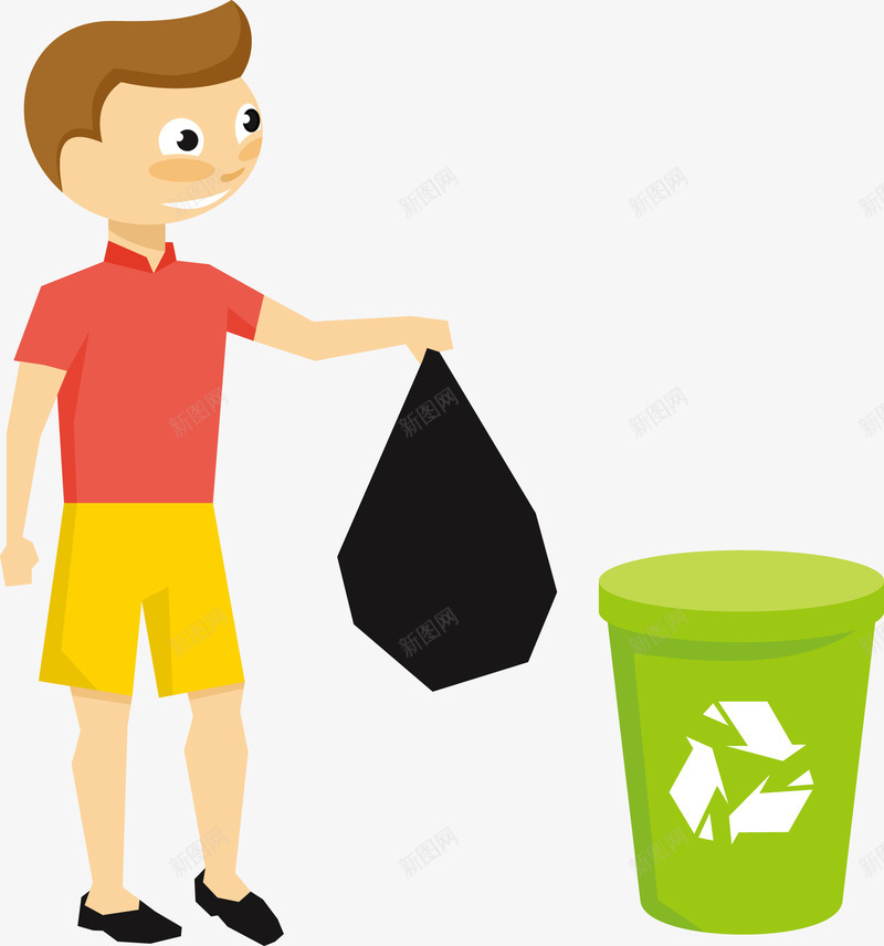 一个正在扔垃圾的男孩矢量图eps免抠素材_新图网 https://ixintu.com 垃圾桶 垃圾箱 扔垃圾的男孩 矢量垃圾箱 矢量男孩 绿色垃圾桶 矢量图