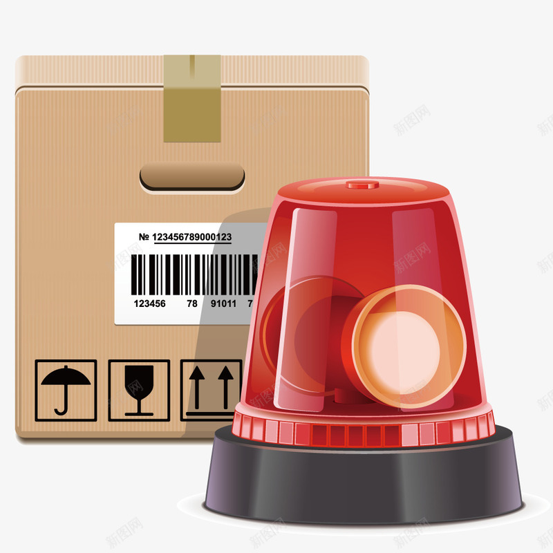 危险警示灯png免抠素材_新图网 https://ixintu.com 安全提醒 提醒 牛皮纸箱子 纸箱子 警告 警示 货物运输