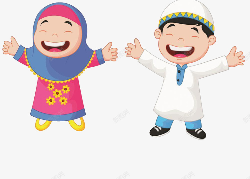 穆斯林同学png免抠素材_新图网 https://ixintu.com 一条心 卡通 少数民族 民族团结 民族服饰
