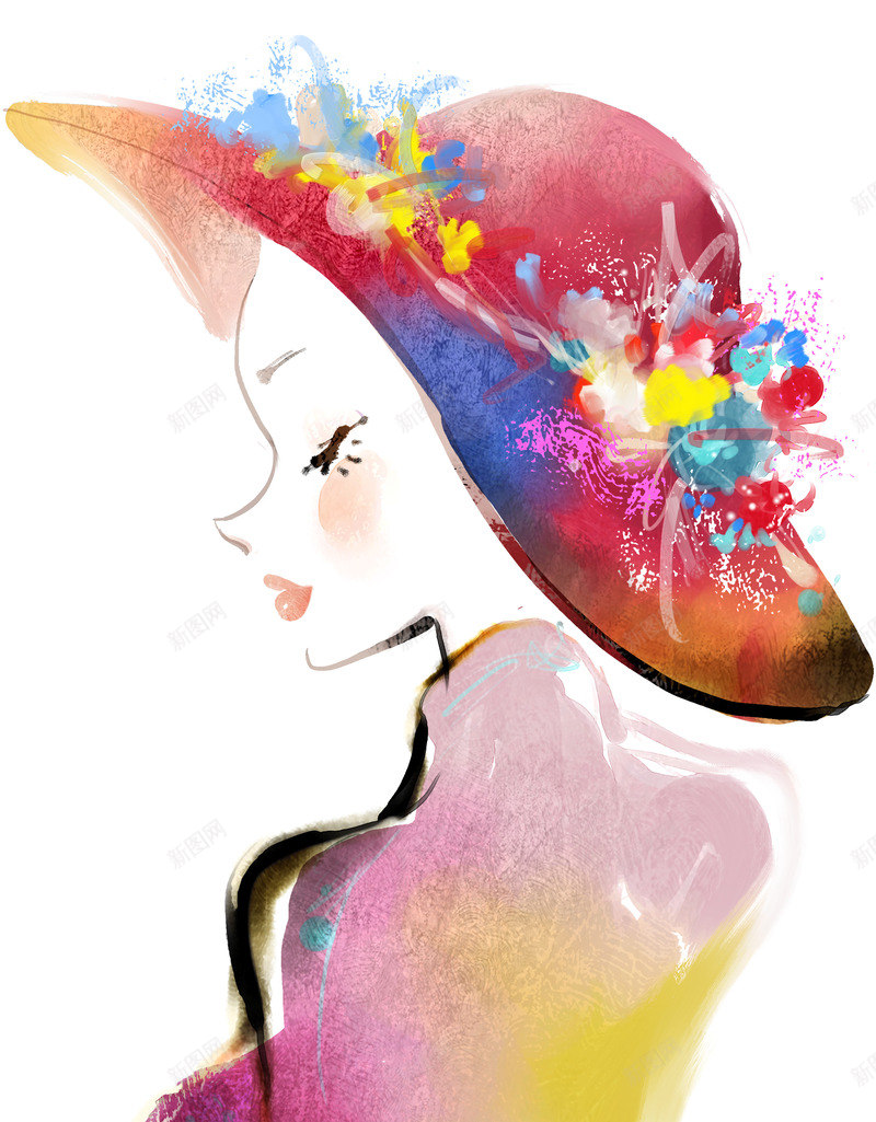 油画彩绘风格戴红帽子的女人png免抠素材_新图网 https://ixintu.com 女人 彩绘 油画 红帽子 风格