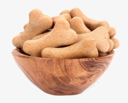 白色碗里的食物棕色可爱动物的食物骨头碗里的狗高清图片