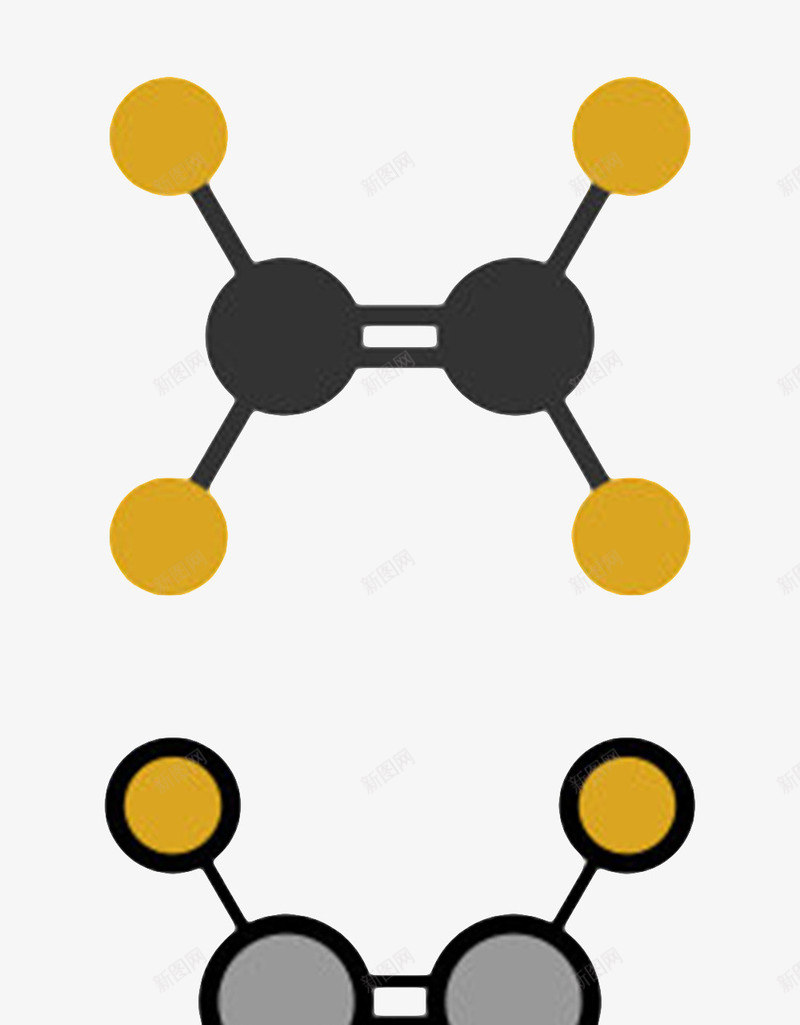 黄色四氟乙烯分子形状png免抠素材_新图网 https://ixintu.com 分子形状 分子立体结构 卡通 原子 最小单元 物理化学术 空间 纯色 质量 阿伏伽德罗