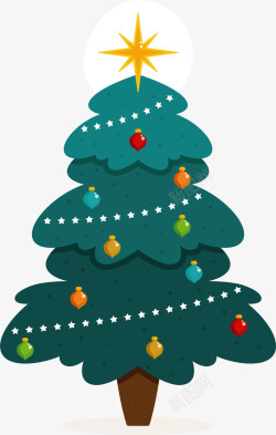 圣诞树扁平圣诞树装饰彩球矢量图高清图片