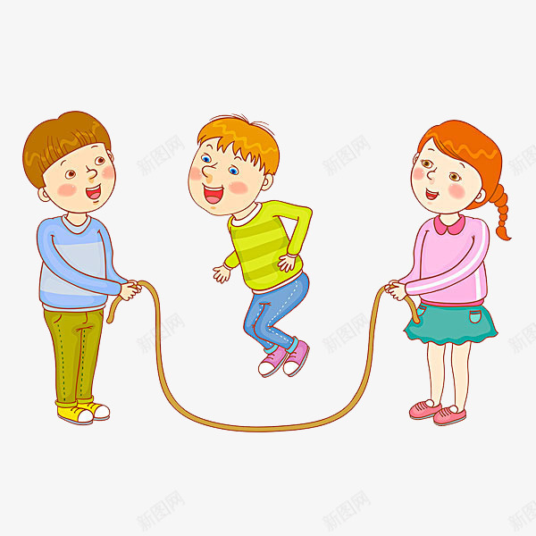 跳绳的孩子png免抠素材_新图网 https://ixintu.com 卡通 可爱的 回忆 小时候 手绘 游戏 高兴地