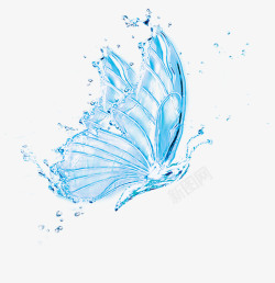 蓝色水花漂亮的蝴蝶素材