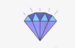 手绘蓝紫色发光钻石素材
