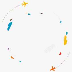 线条飞机圆规悬浮形状高清图片