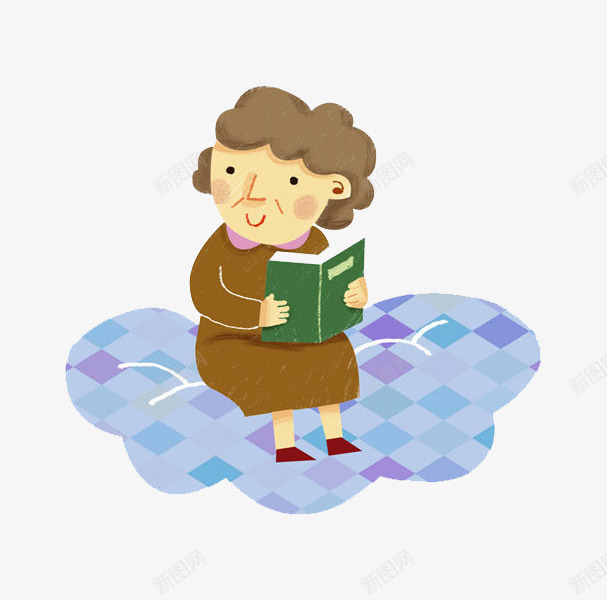 看书的老人png免抠素材_新图网 https://ixintu.com 书本 书籍卷发 卡通 手绘 看书 老人 老奶奶 老婆婆卡通 读书