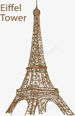 法国巴黎埃菲尔铁塔手绘风巴黎埃菲尔铁塔矢量图高清图片
