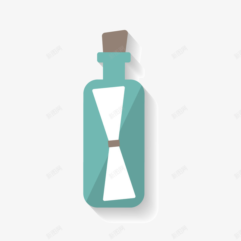 简单蓝色漂流瓶png免抠素材_新图网 https://ixintu.com 漂流瓶 漂流瓶矢量 白色信纸 蓝色