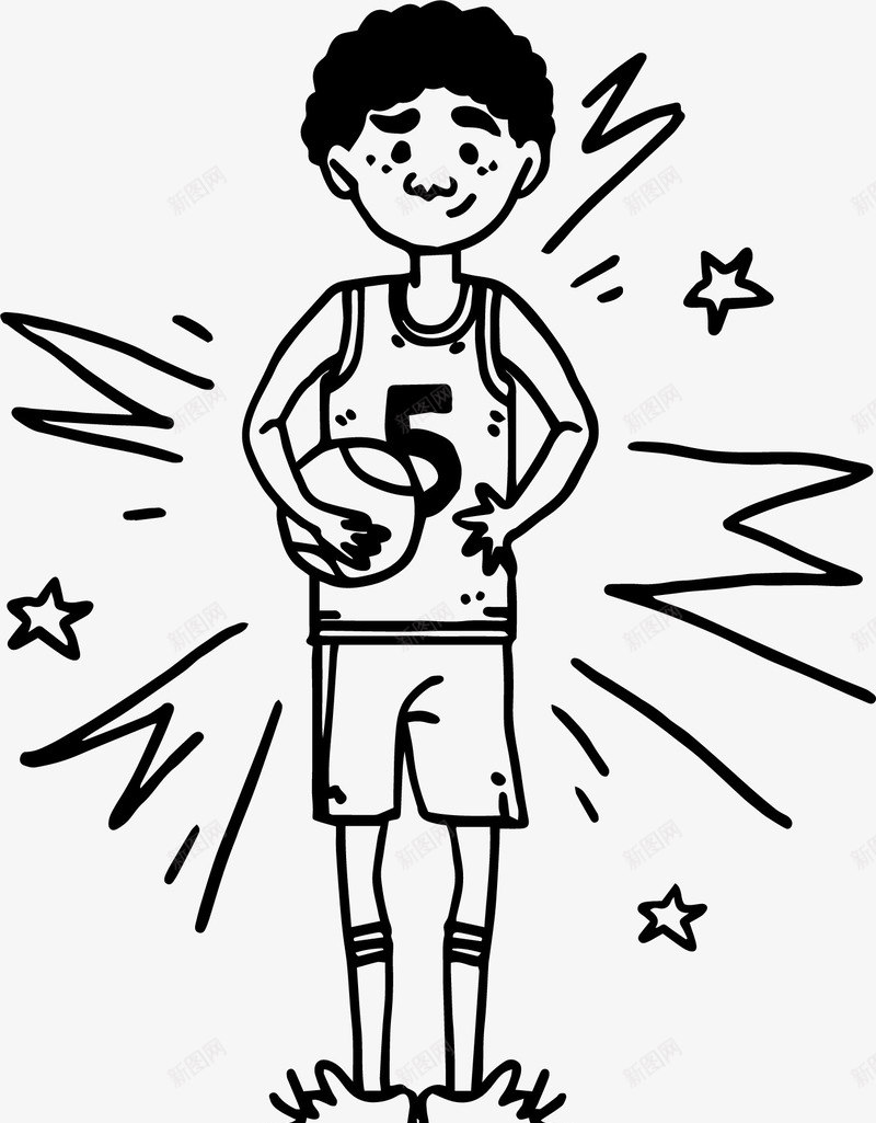 手绘黑豹篮球漫画矢量图图标ai_新图网 https://ixintu.com 创意 卡通 可爱 彩色图 手绘图 漫画 简单 篮球 矢量图