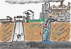饮水区排放污水素材