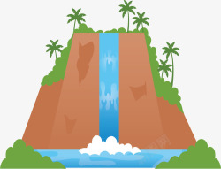夏天瀑布夏天椰子树假山流水矢量图高清图片