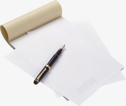 字纸放在信纸上的钢笔高清图片