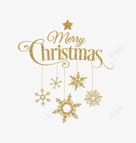 圣诞节装饰png免抠素材_新图网 https://ixintu.com 圣诞节 圣诞节框子 精美 艺术字 边框 金色 雪花