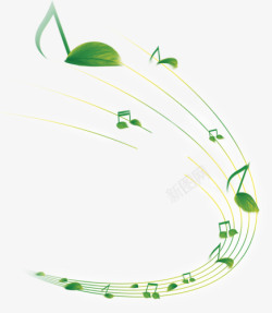 手绘乐符素材音符乐符绿叶高清图片