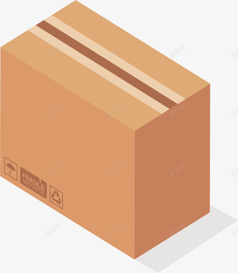 一个纸盒子矢量图ai免抠素材_新图网 https://ixintu.com 俯瞰图 几何 牛皮纸箱子 盒子 矢量图 箱子 纸盒子 纸箱子 胶带 长方体