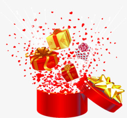 活动礼物情人节礼盒礼物喷出活动高清图片