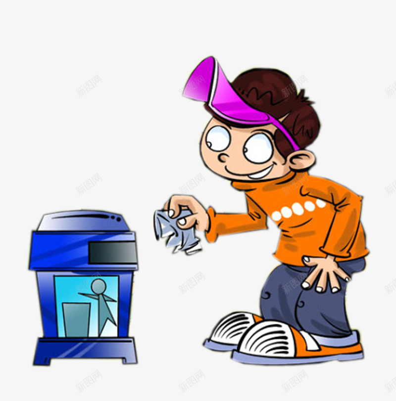 把垃圾扔到垃圾桶png免抠素材_新图网 https://ixintu.com 垃圾 垃圾桶 少年 拾垃圾 爱护环境 男孩