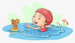 水里的小孩素材