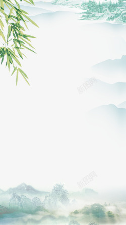 中国风边框海报手绘水墨山水画边框高清图片