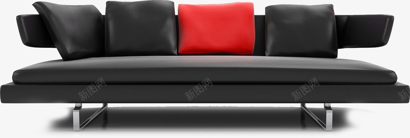 现代感黑色简洁沙发png免抠素材_新图网 https://ixintu.com 现代沙发 黑色沙发
