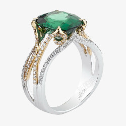 绿宝石镶钻戒指素材