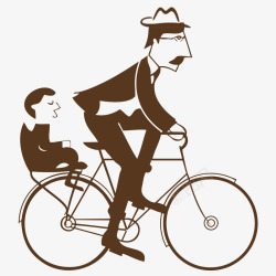 骑自行车载着小男孩的爸爸素材