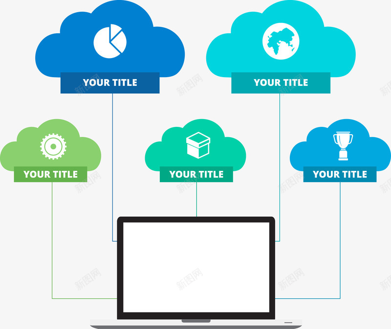 电脑云标签图标png_新图网 https://ixintu.com ppt元素 云空间 文本框 标签 矢量电脑