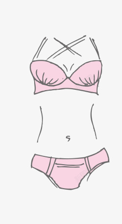 夏季性感泳衣手绘粉色比基尼素写高清图片
