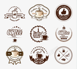 棕色咖啡标签矢量图素材