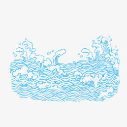 勐烈手绘创意大海波浪高清图片