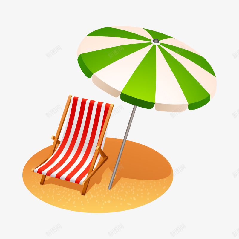 夏天元素海滩元素png免抠素材_新图网 https://ixintu.com 伞 夏天元素 椅子 沙滩 沙滩椅 沙滩素材 海滩元素 躺椅