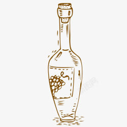 ai线性图稿葡萄酒瓶西餐厅宣传用手绘图标高清图片