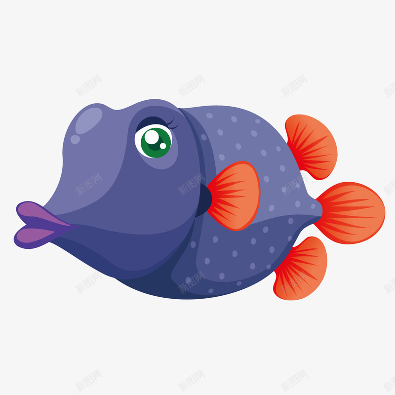 卡通紫色大眼海底鱼png免抠素材_新图网 https://ixintu.com 卡通 大眼 海底鱼 紫色